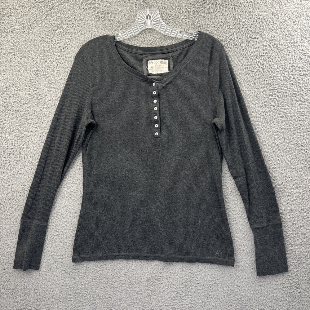 Y2K‎ Aeropostale Long Sleeve Henley Shirt Bella Swan Elena Gilbert Grunge W XL